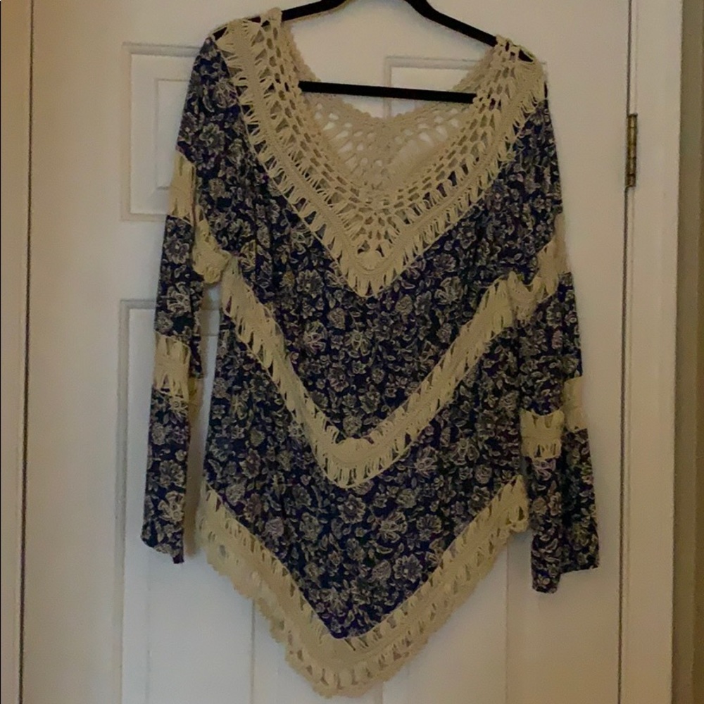 Knit V neck long sleeve